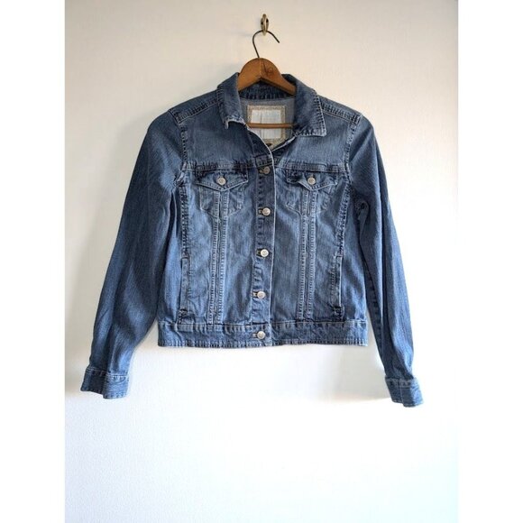 Sonoma Denim‎ Jacket Women's Size Medium Vintage Y2K Short Trucker Jeans Button - Picture 1 of 6